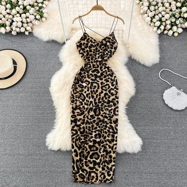 Animal Magnetism Backless Slinky Dress