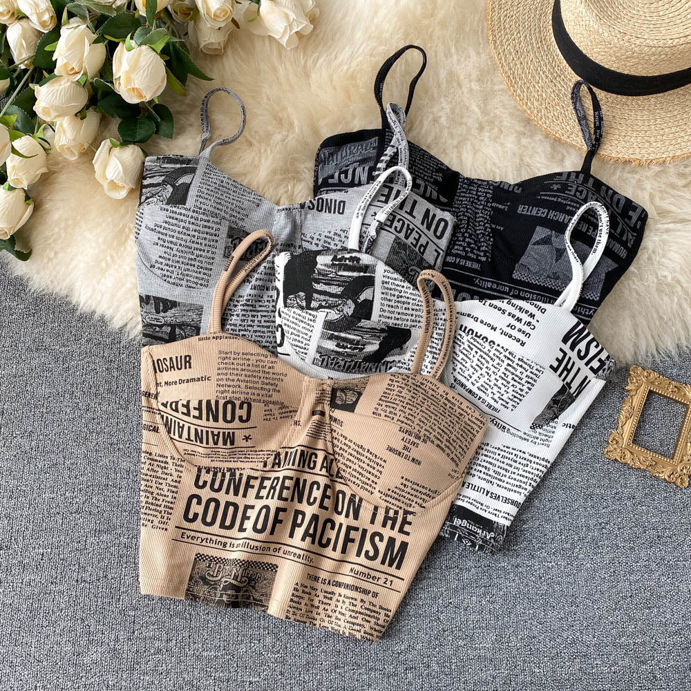 Newspaper Print Camisole