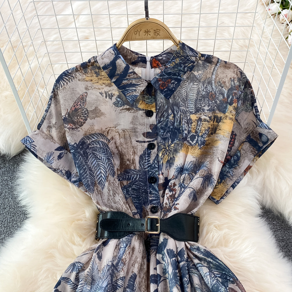 Indigo Painting A-line Maxi Dress