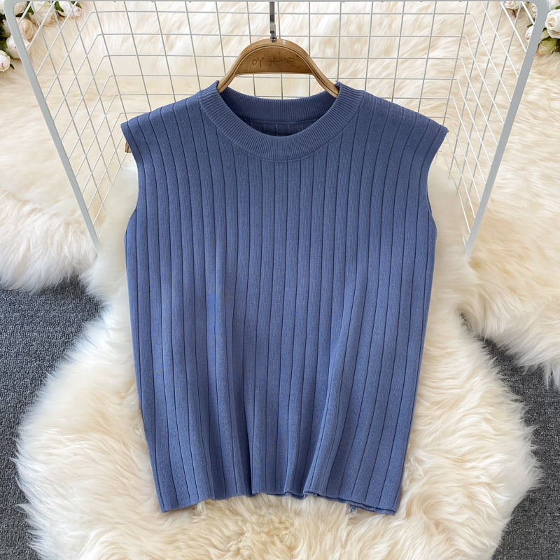 Knit Sleeveless Top Wide Leg Pants Two Piece Set