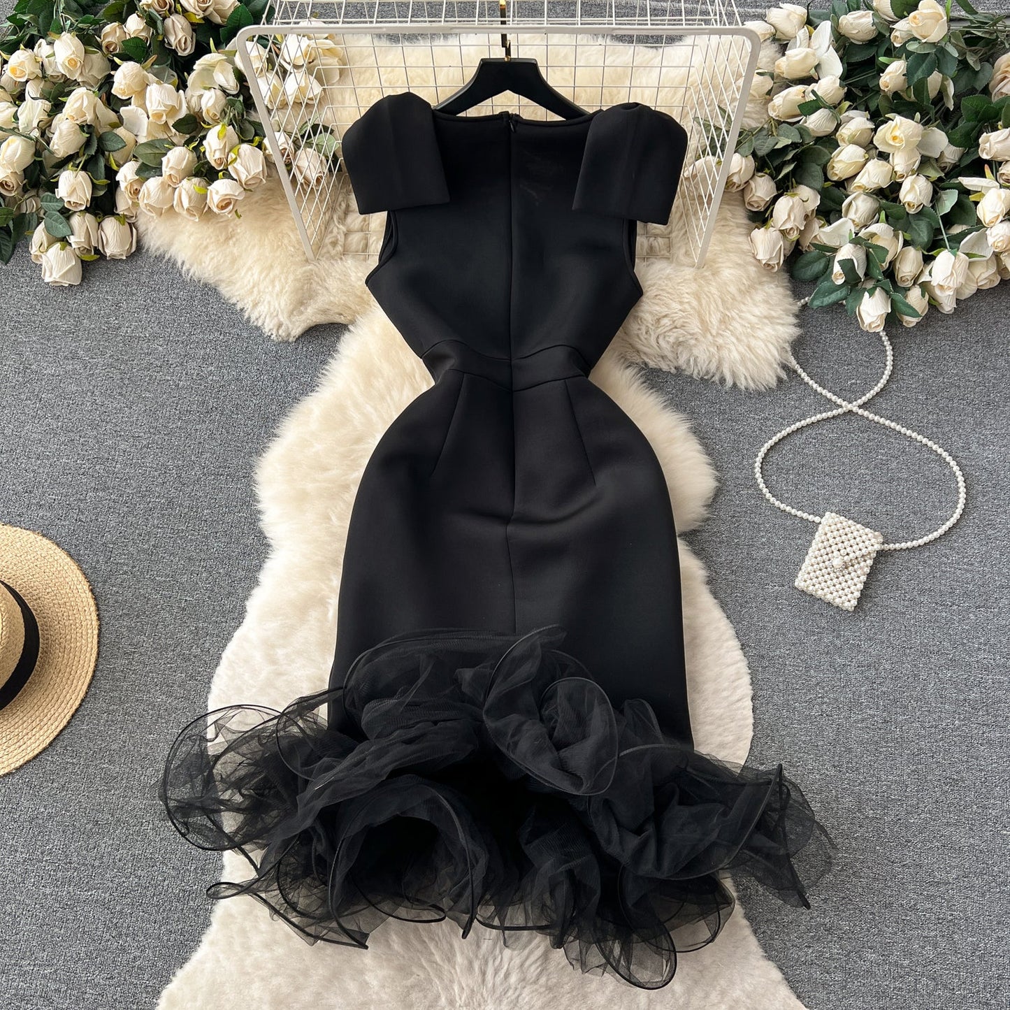 Elegant Black V-neck Dress