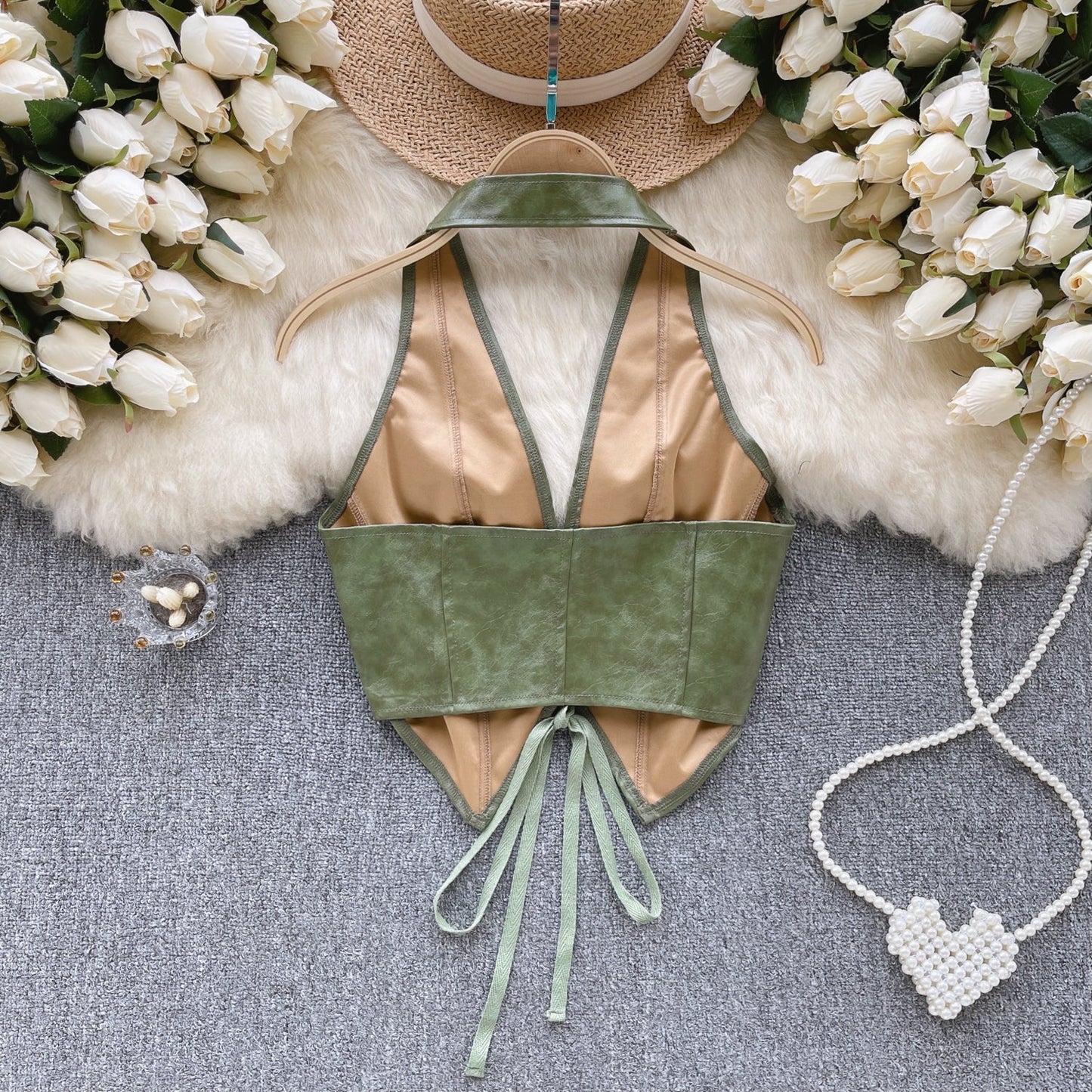 Y2K PU Leather Backless Vest