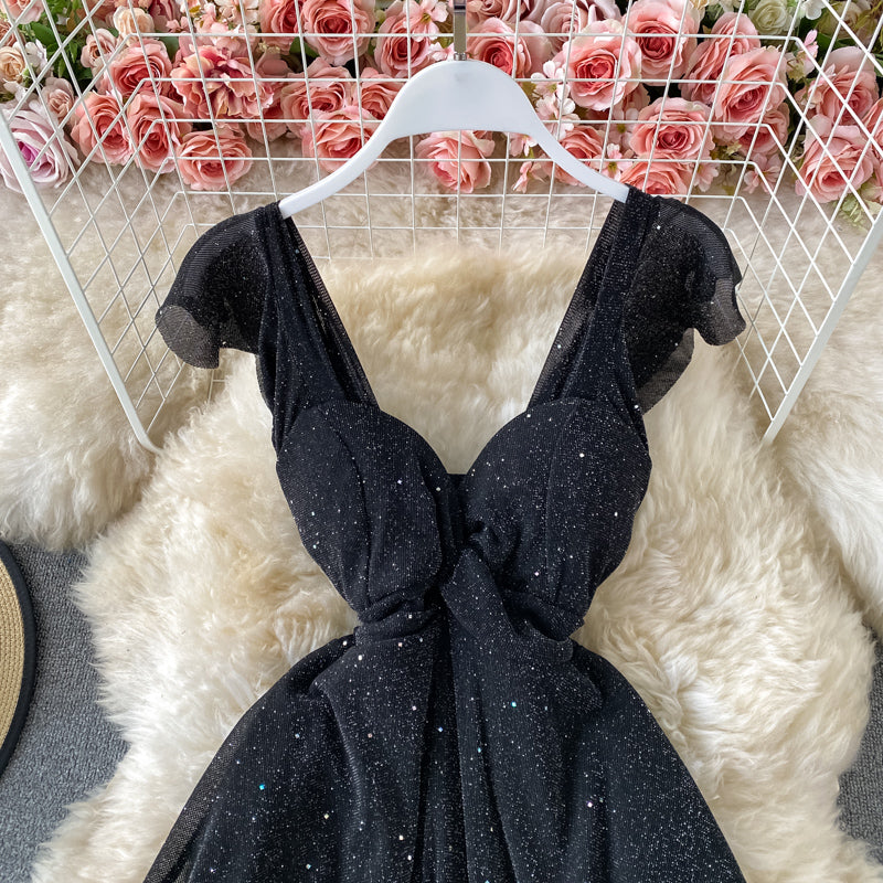 V-Neck Sequined Party Dress