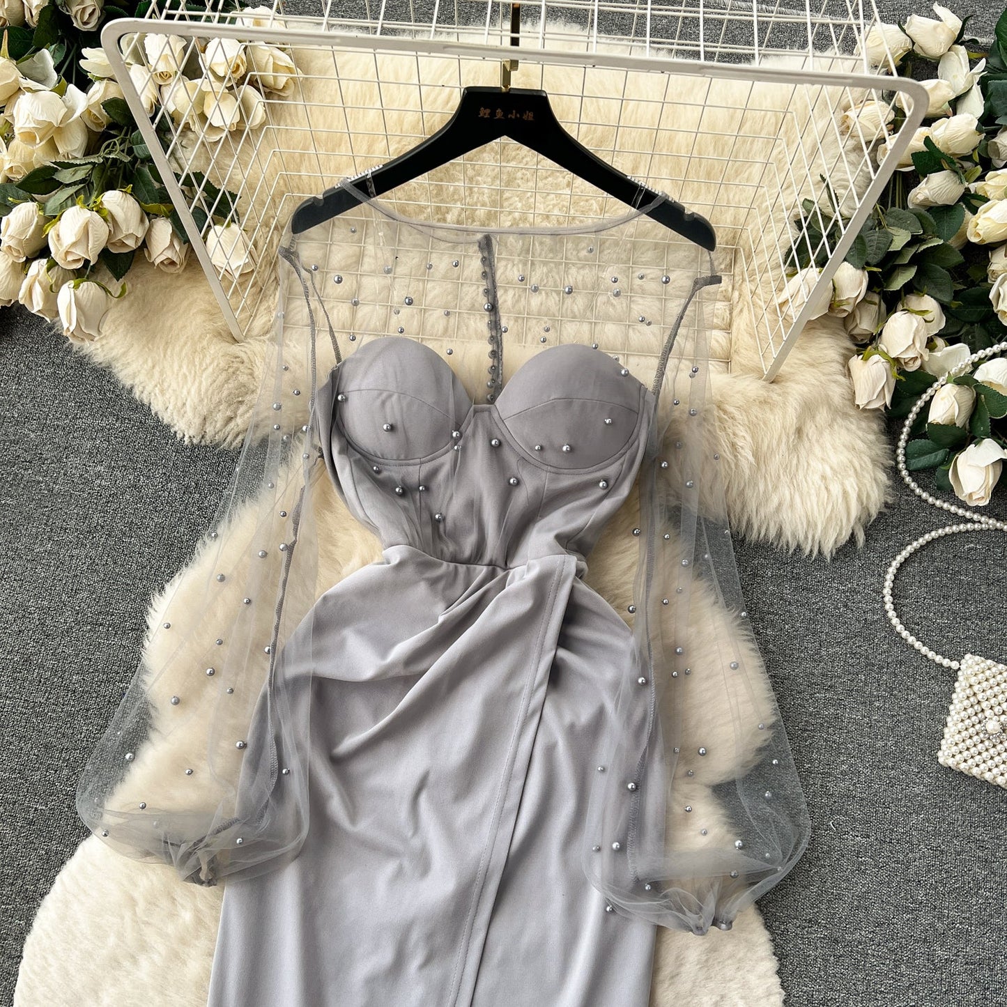 Stella Sequin-Embellished Mesh Maxi Dress