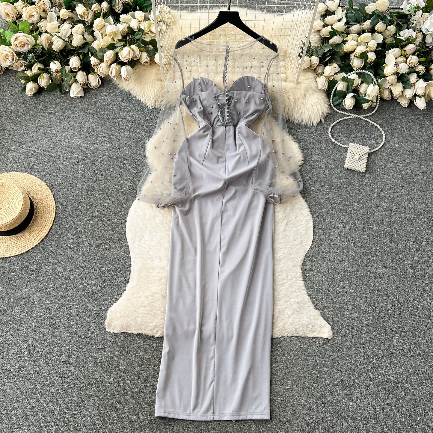 Stella Sequin-Embellished Mesh Maxi Dress