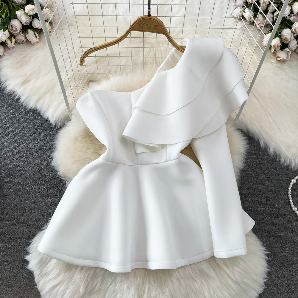 Asymmetrical Ruffle One-Shoulder Top & Palazzo Pants Set
