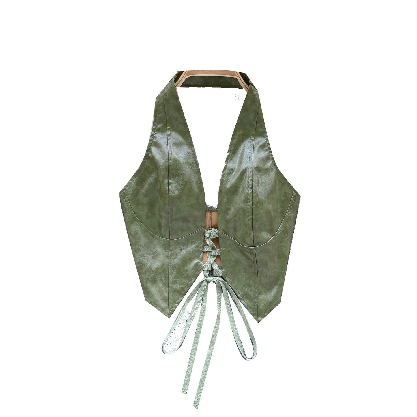Y2K PU Leather Backless Vest