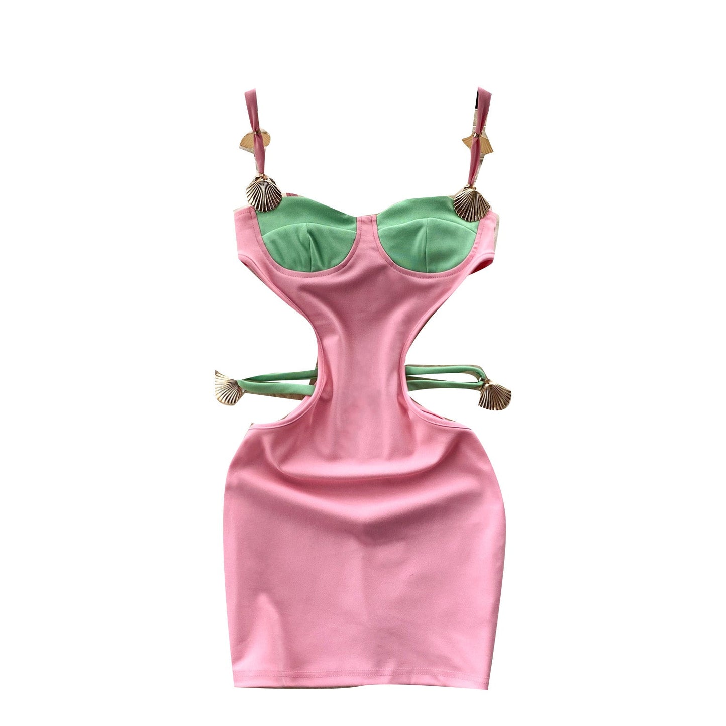 Cut-Out Color Block Slip Dress