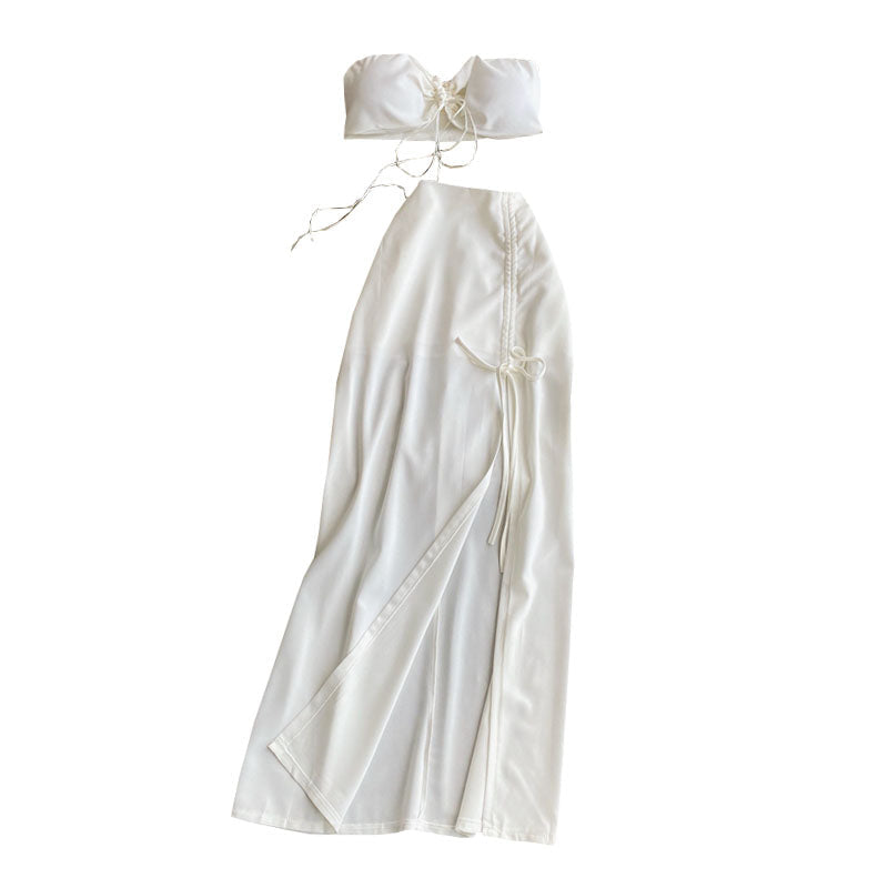 Bralette Top&A-line One-step Skirt 2Pcs