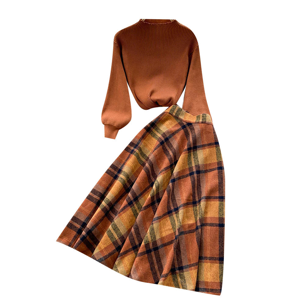 Women's Knit Sweater & Midi Skirt Set – Elegant 2-Piece Outfit