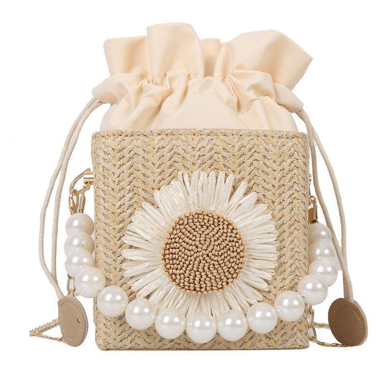 Straw Woven Crossbody Bucket Bag