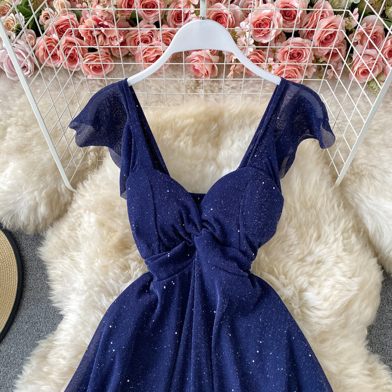 V-Neck Sequined Party Dress