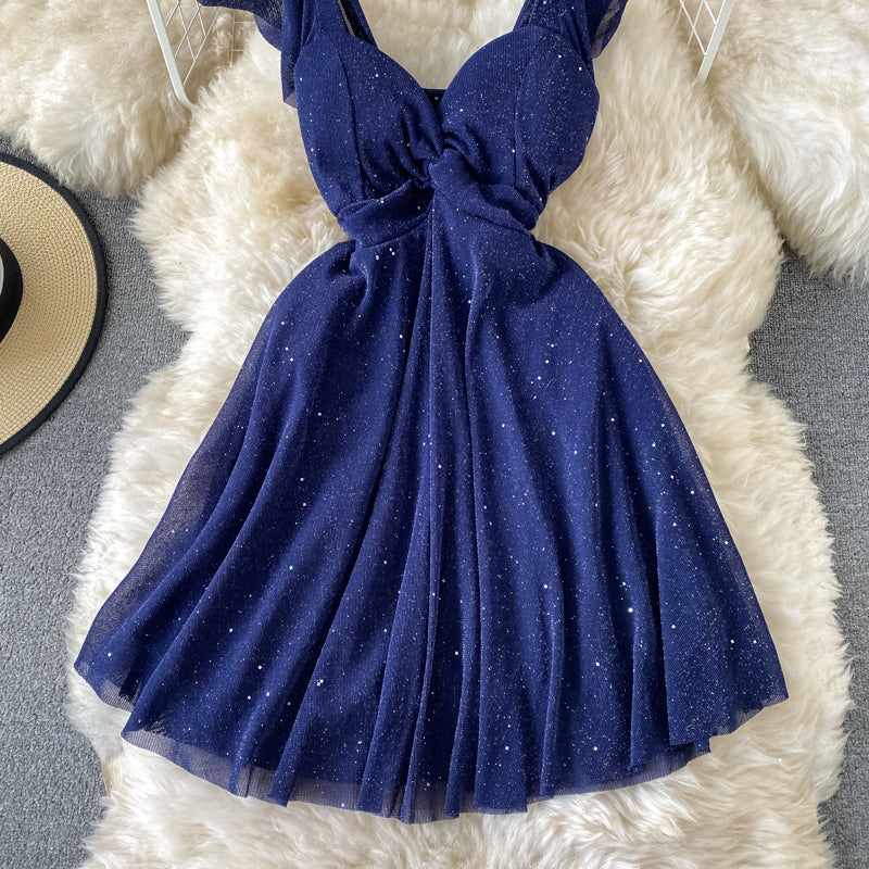 V-Neck Sequined Party Dress