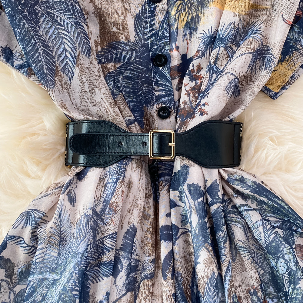 Indigo Painting A-line Maxi Dress