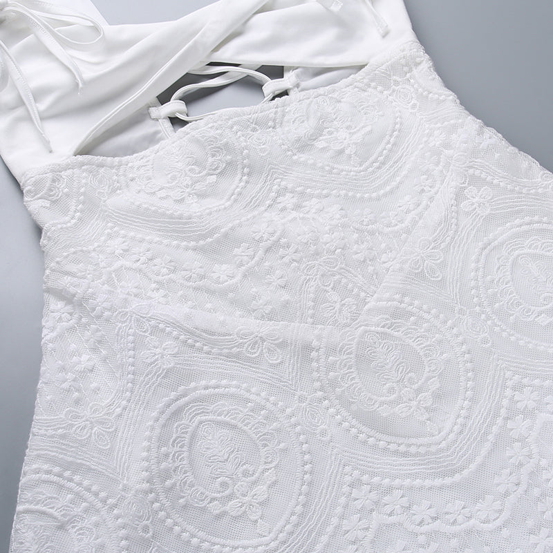 Elena's Whisper Lace Backless Dress