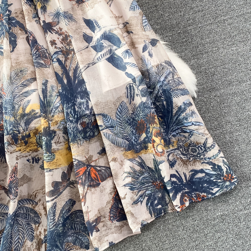 Indigo Painting A-line Maxi Dress