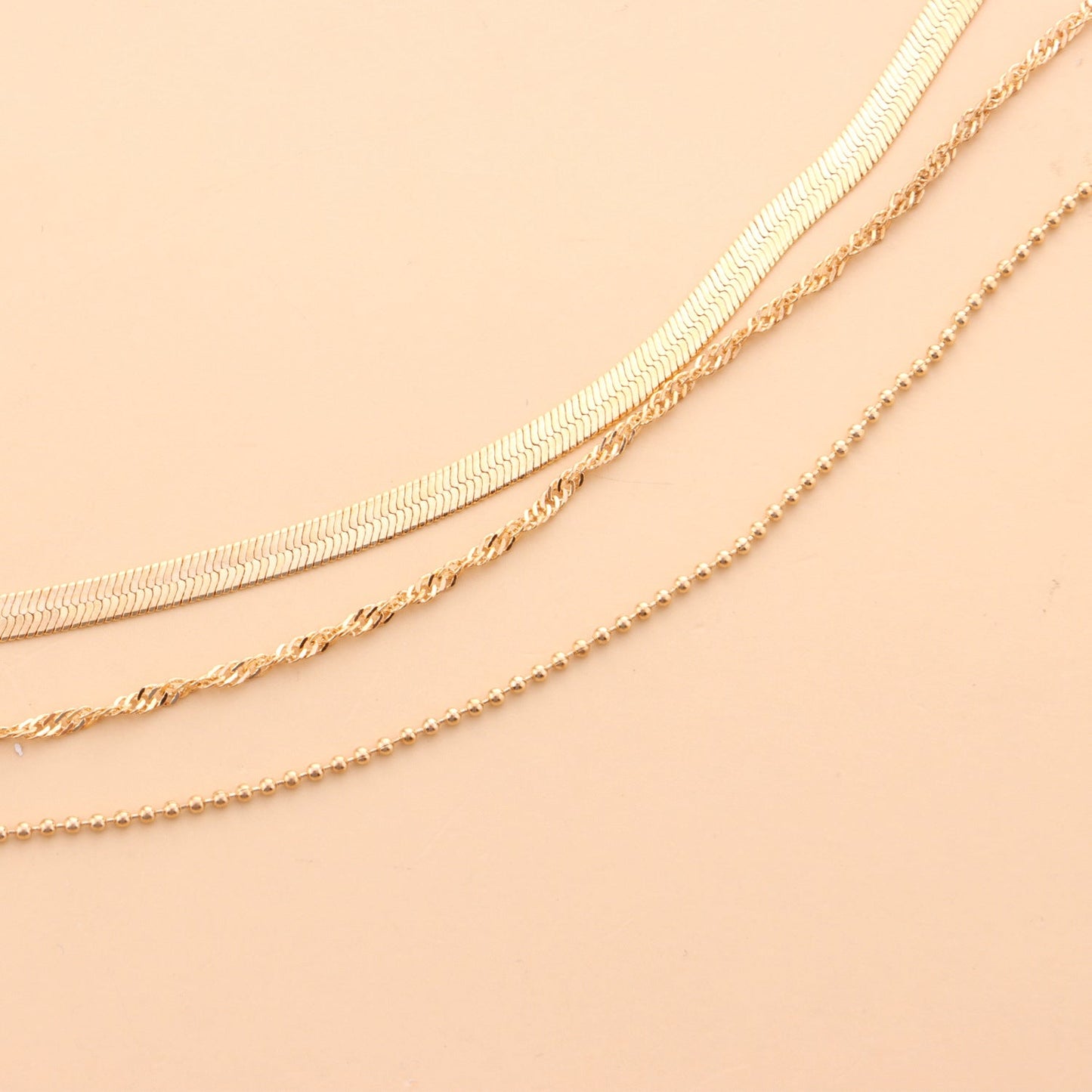 Snake Bone Bead Layered Necklace