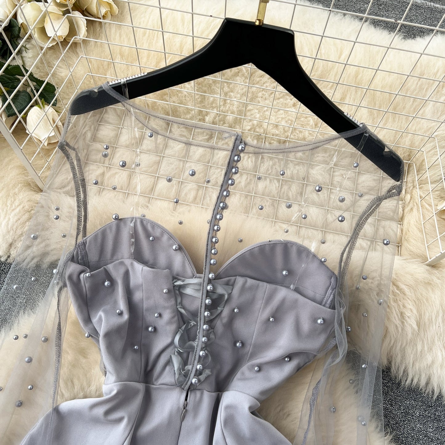 Stella Sequin-Embellished Mesh Maxi Dress