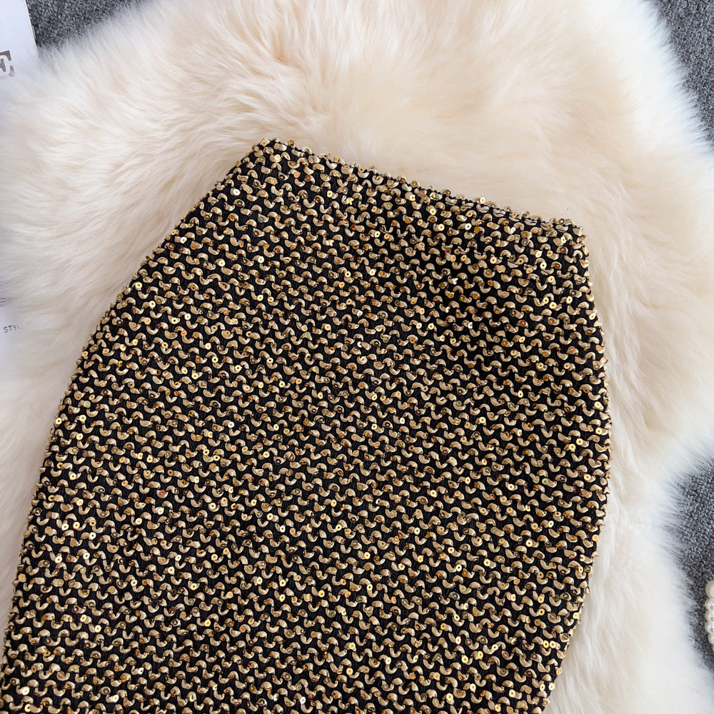 Shine Stretchy Sequin Pencil Skirt