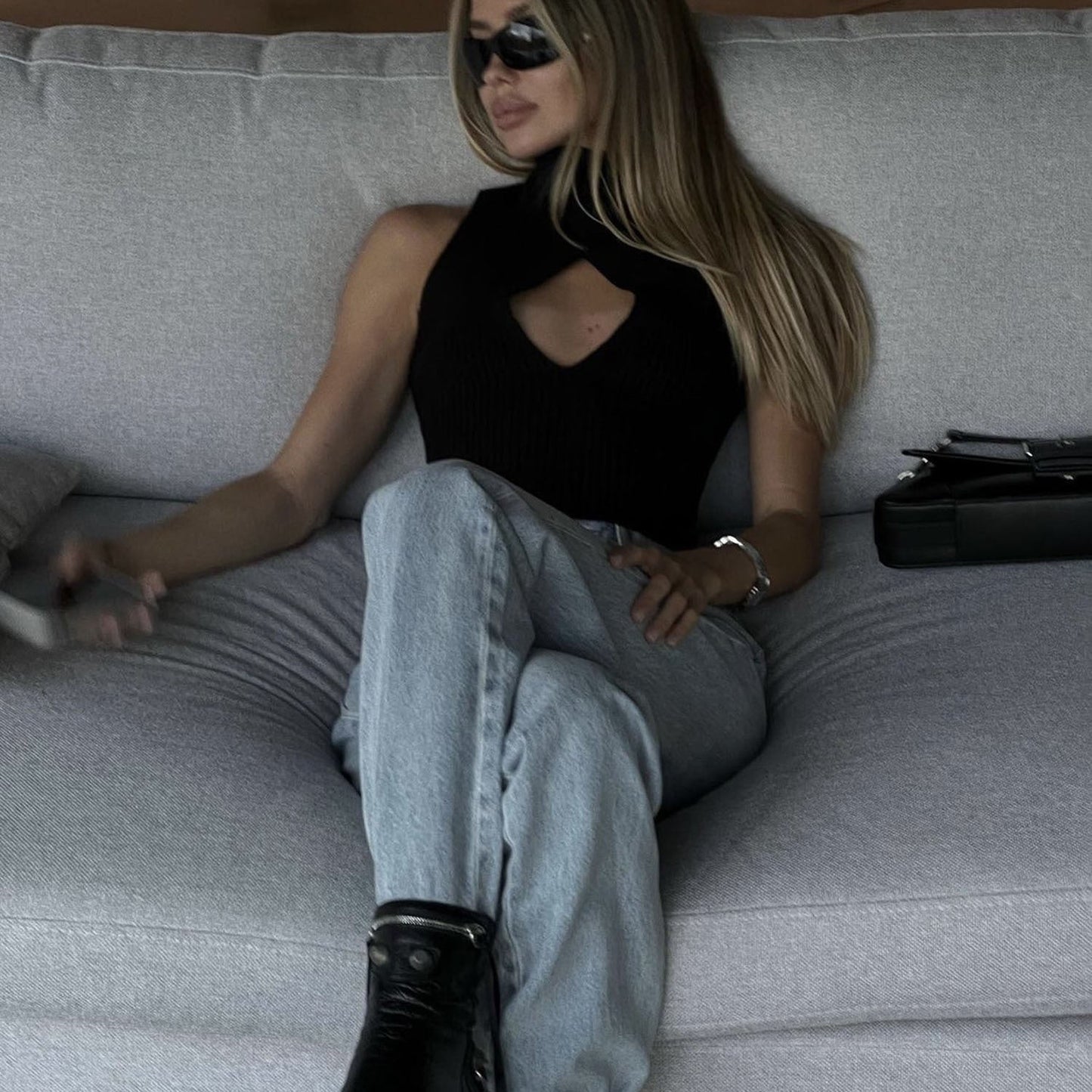 Women's Turtleneck Cut-Out Sweater