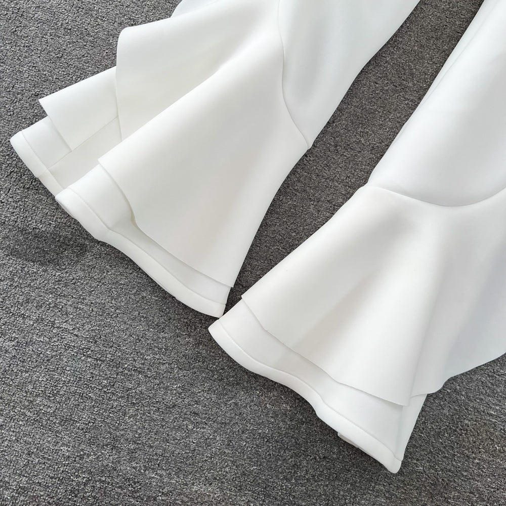 Asymmetrical Ruffle One-Shoulder Top & Palazzo Pants Set