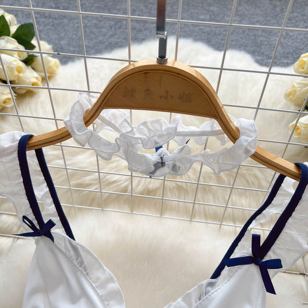 Maid-Themed Panel Lace-Up Romper
