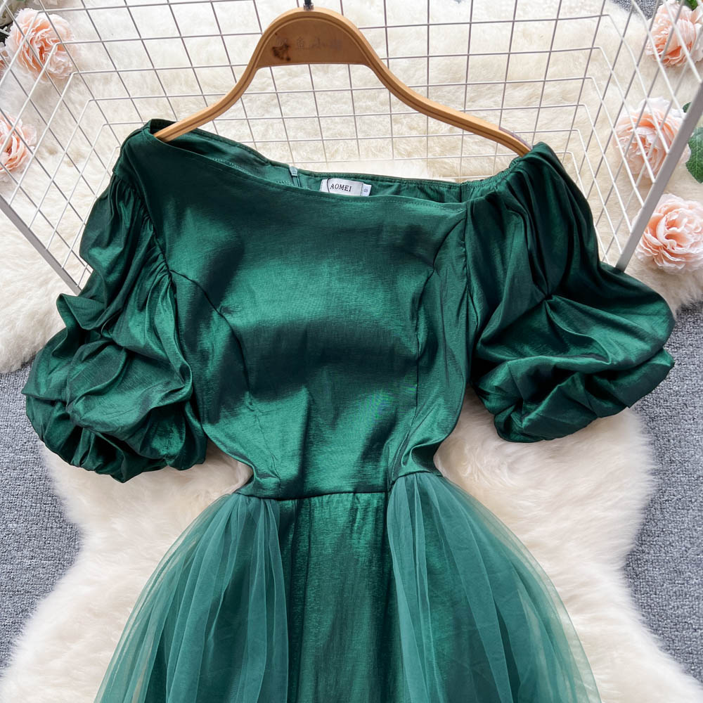Enchanted Puff-Sleeve Mesh Dress