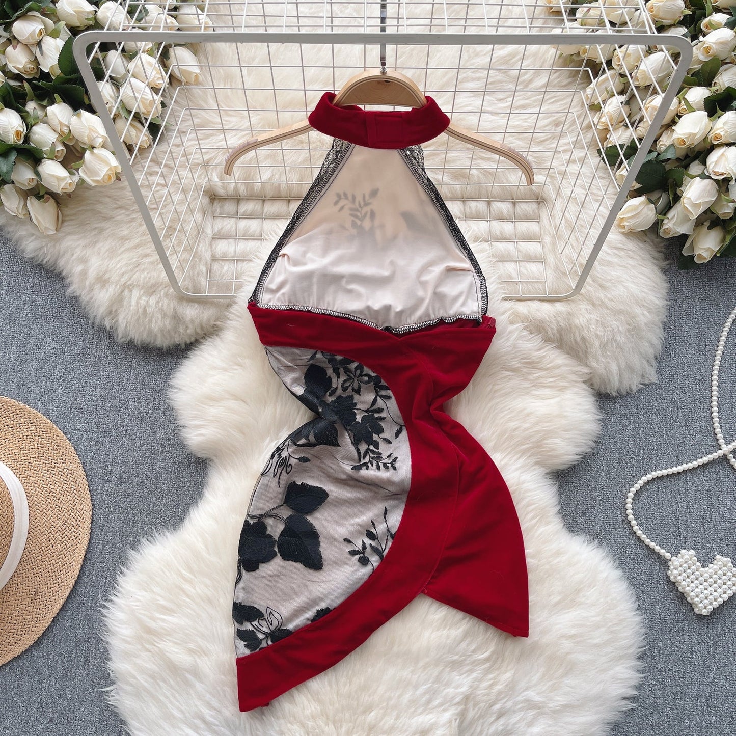 Vintage Inspired Floral Cheongsam Dress