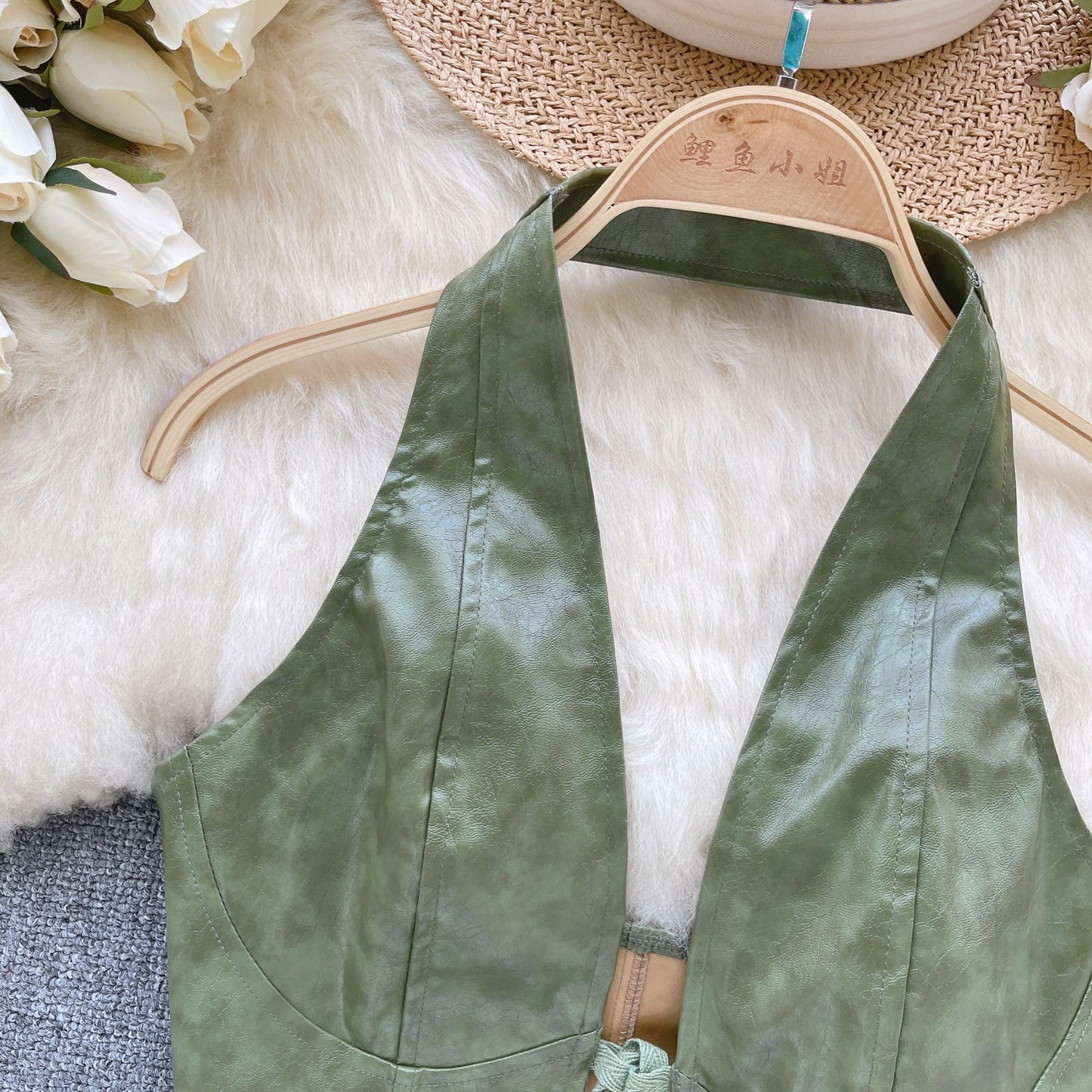Y2K PU Leather Backless Vest