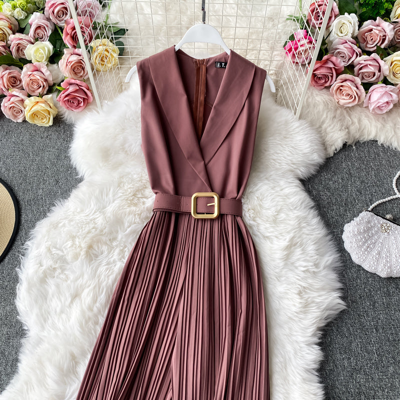 Office Shawl Collar Belted Jumpsuit