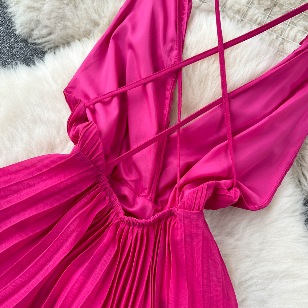 Premium Strap Pleated Cocktail Dress