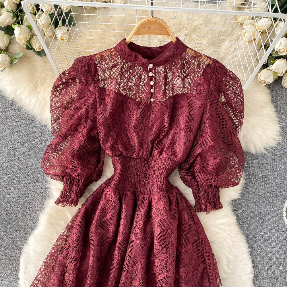 Women's Puff Sleeve French Style Dress