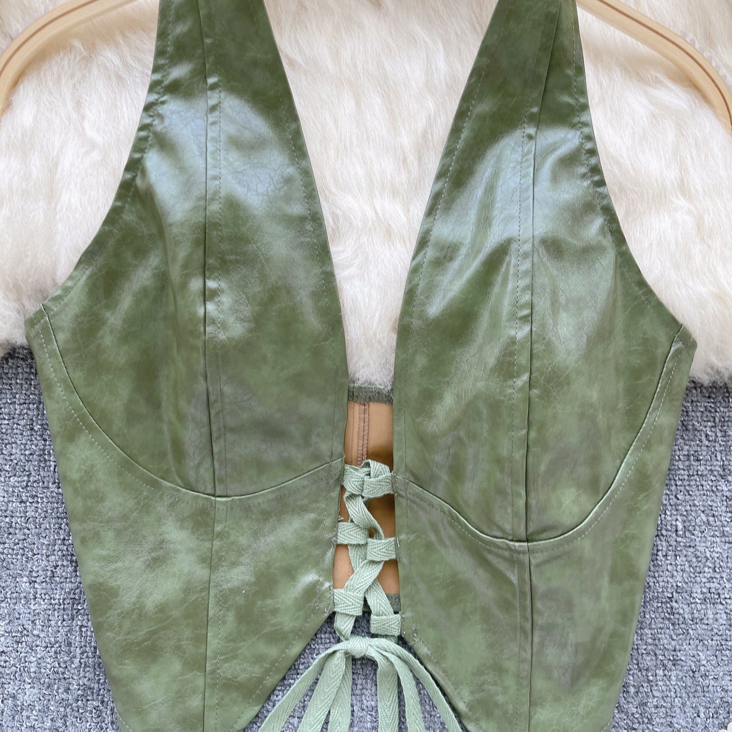 Y2K PU Leather Backless Vest