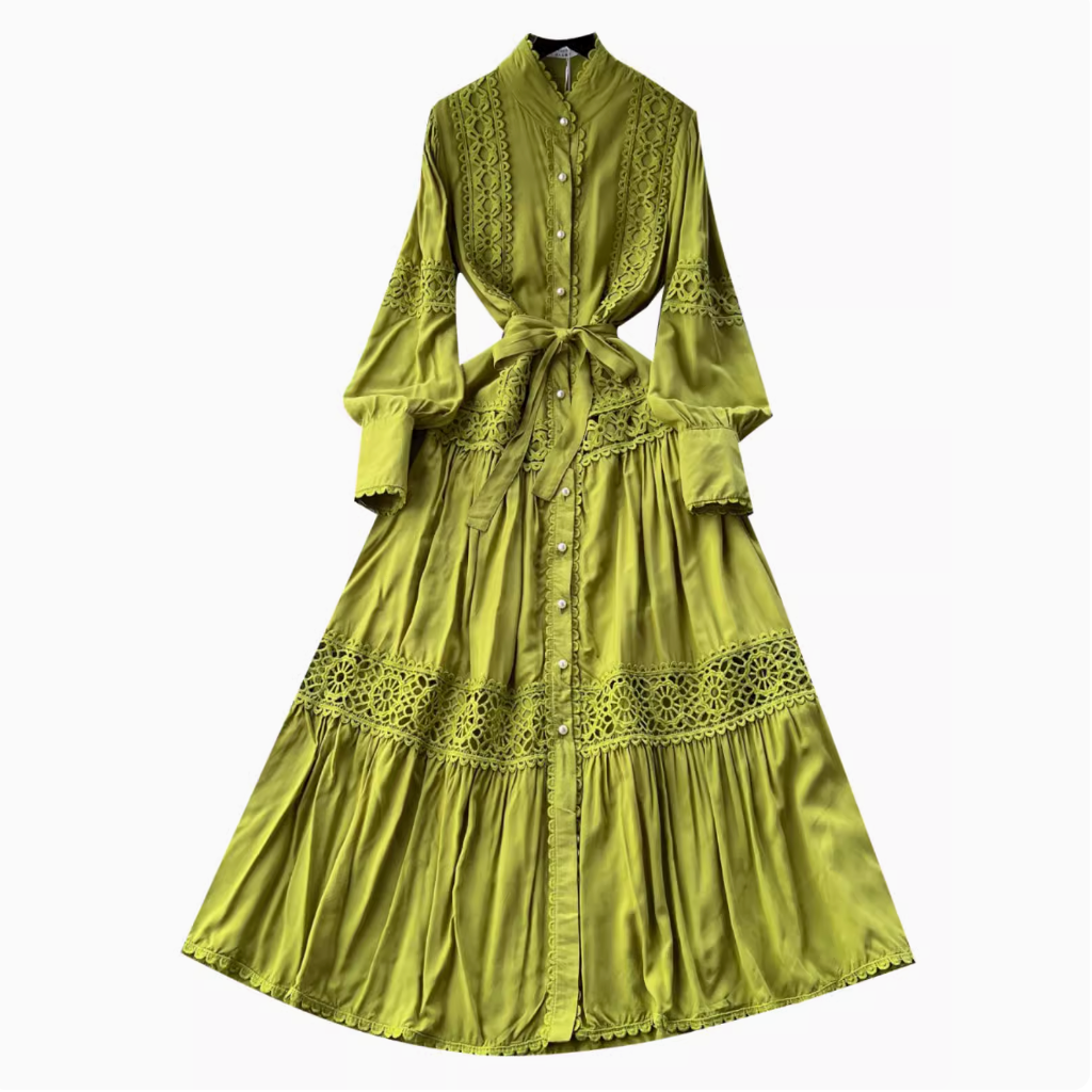 Retro Folkloric Lace Layered Dress