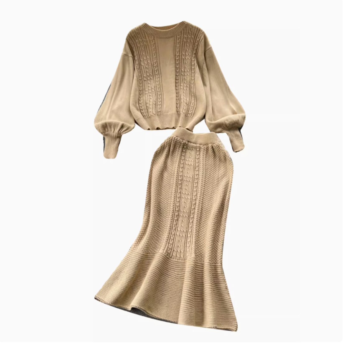 Ensemble torsadé 2 pièces pull et jupe sirène