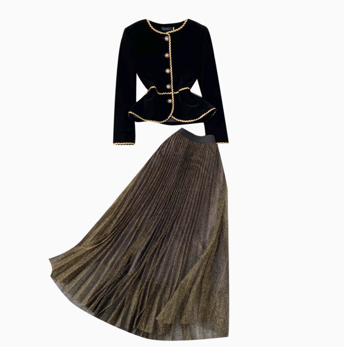 Tailored Blazer & Tiered Mesh Skirt Set