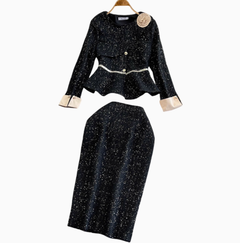 Classic Tweed Blazer & Pencil Skirt Set