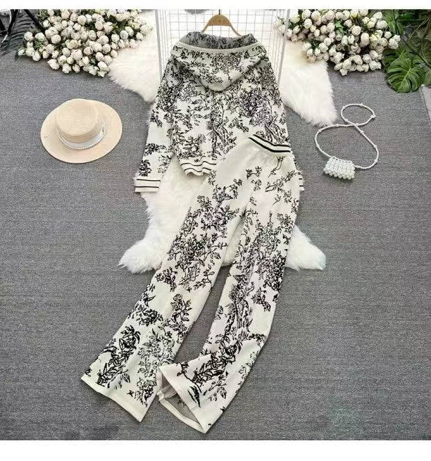 Athleisure Print Hoodie & Sweatpants Set - 1