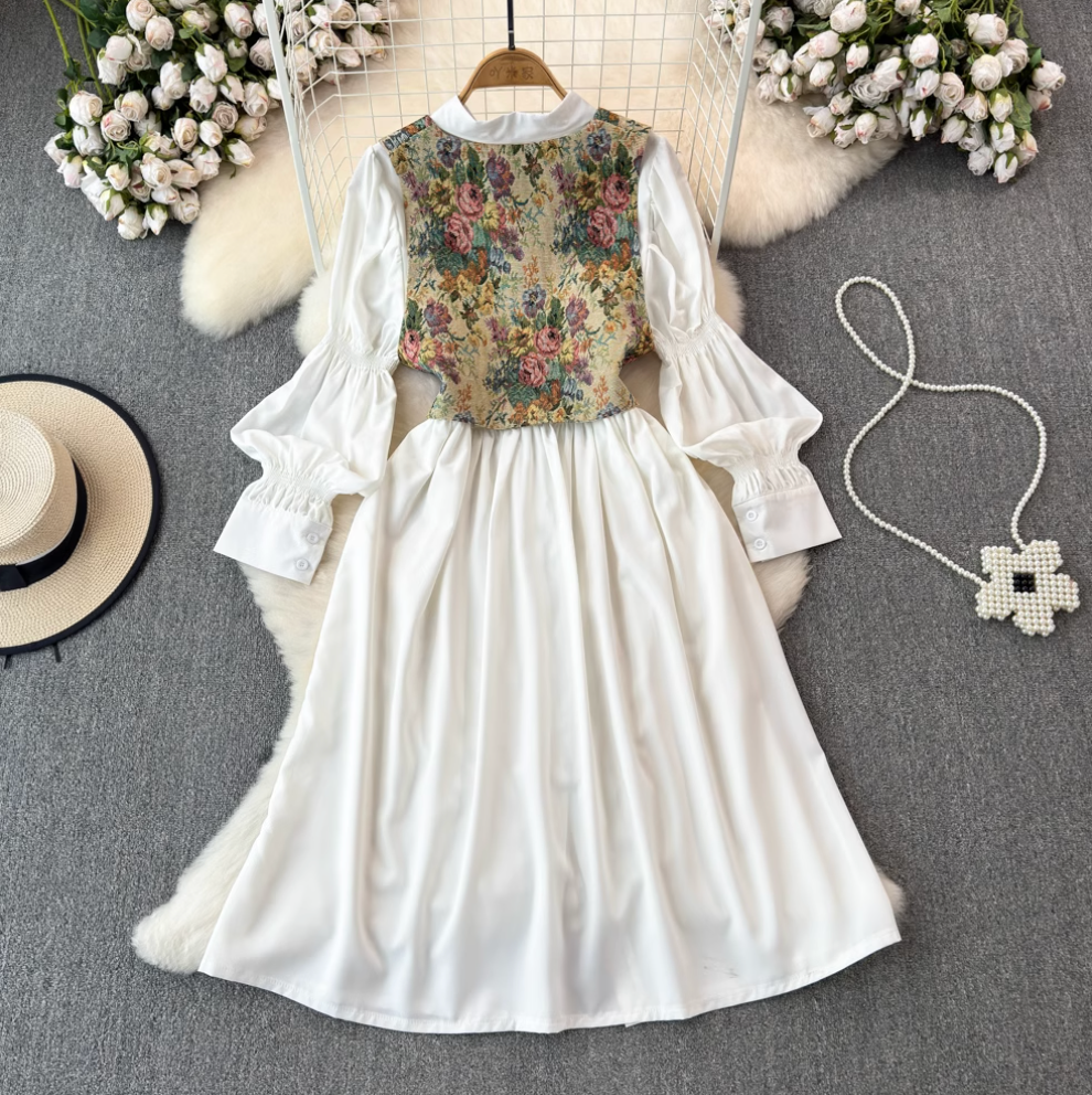 Floral Print Camisole & Button-Up Shirt Dress Set