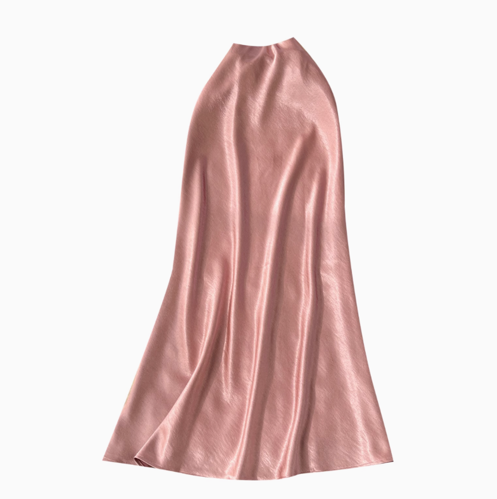 Draped A-line Fishtail Satin Skirt