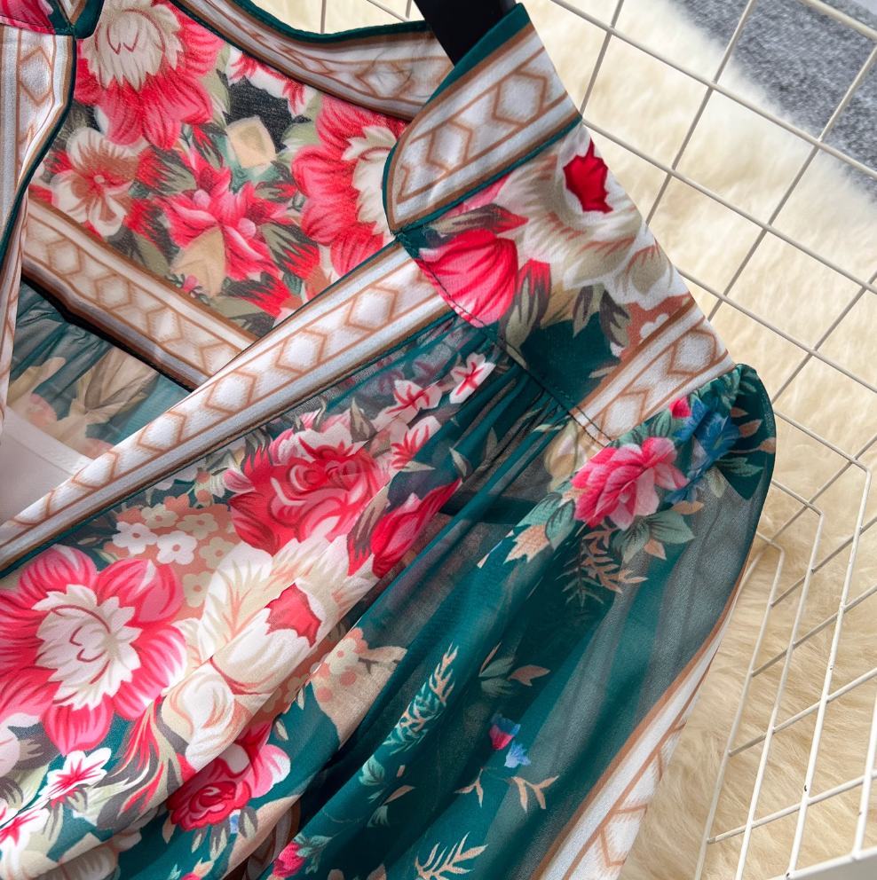 Women's Floral Print V-Neck Summer Dress