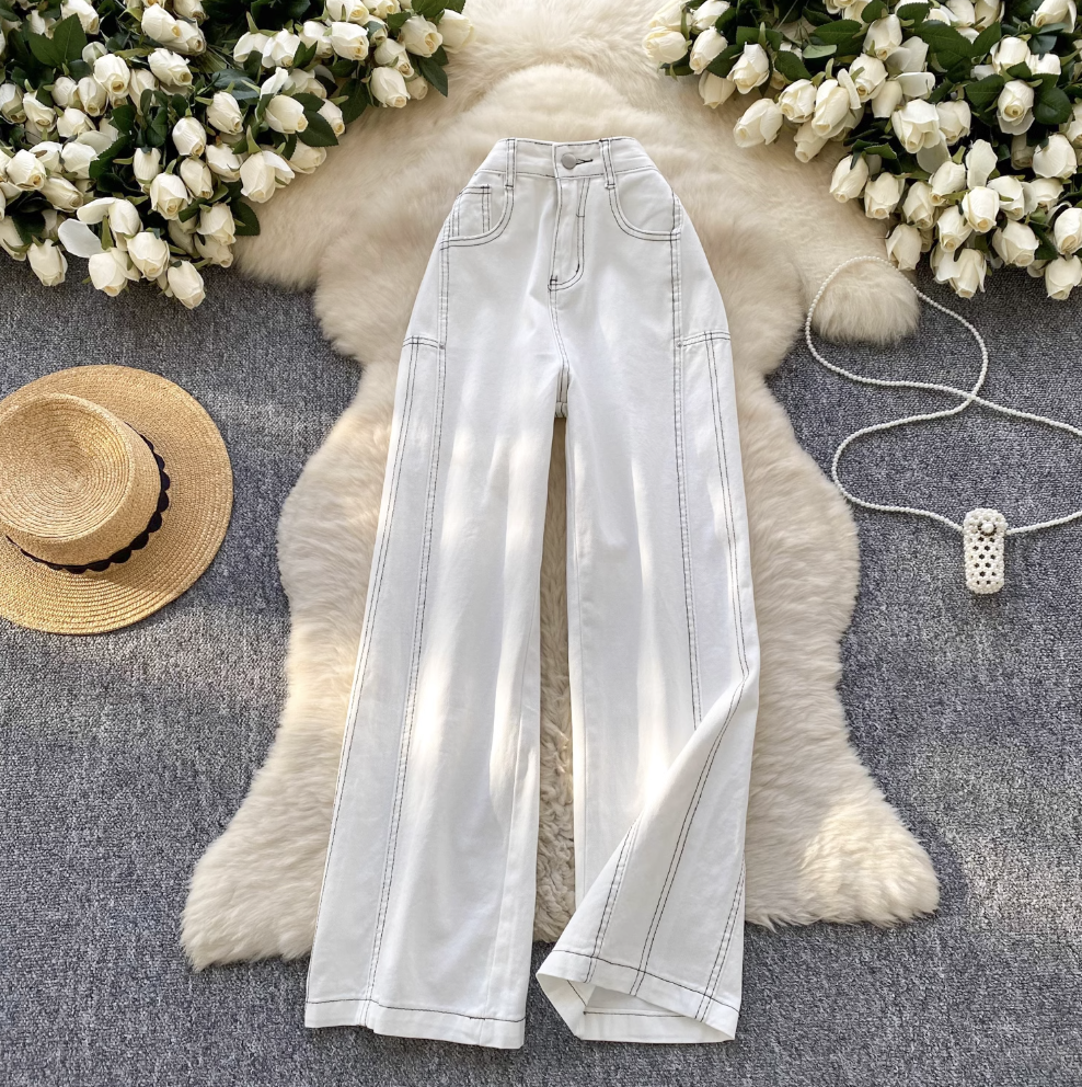Clean High-Rise White Denim Pants