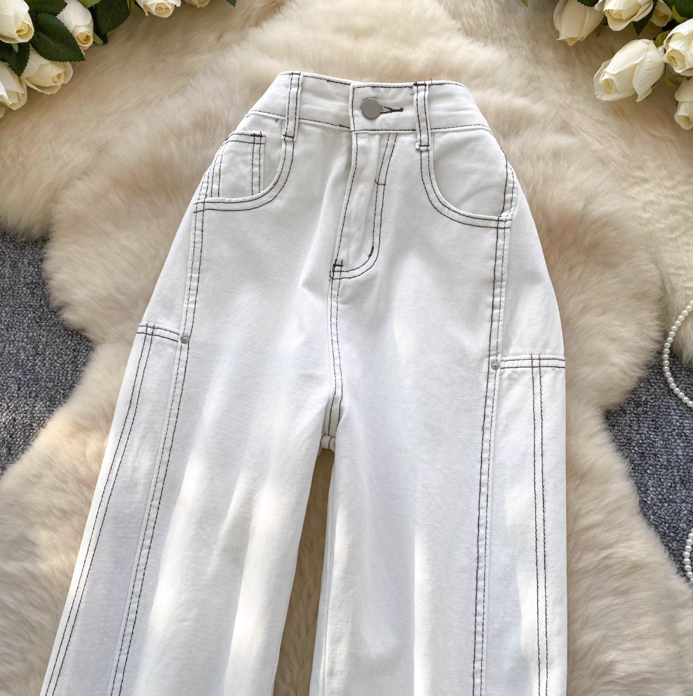 Clean High-Rise White Denim Pants