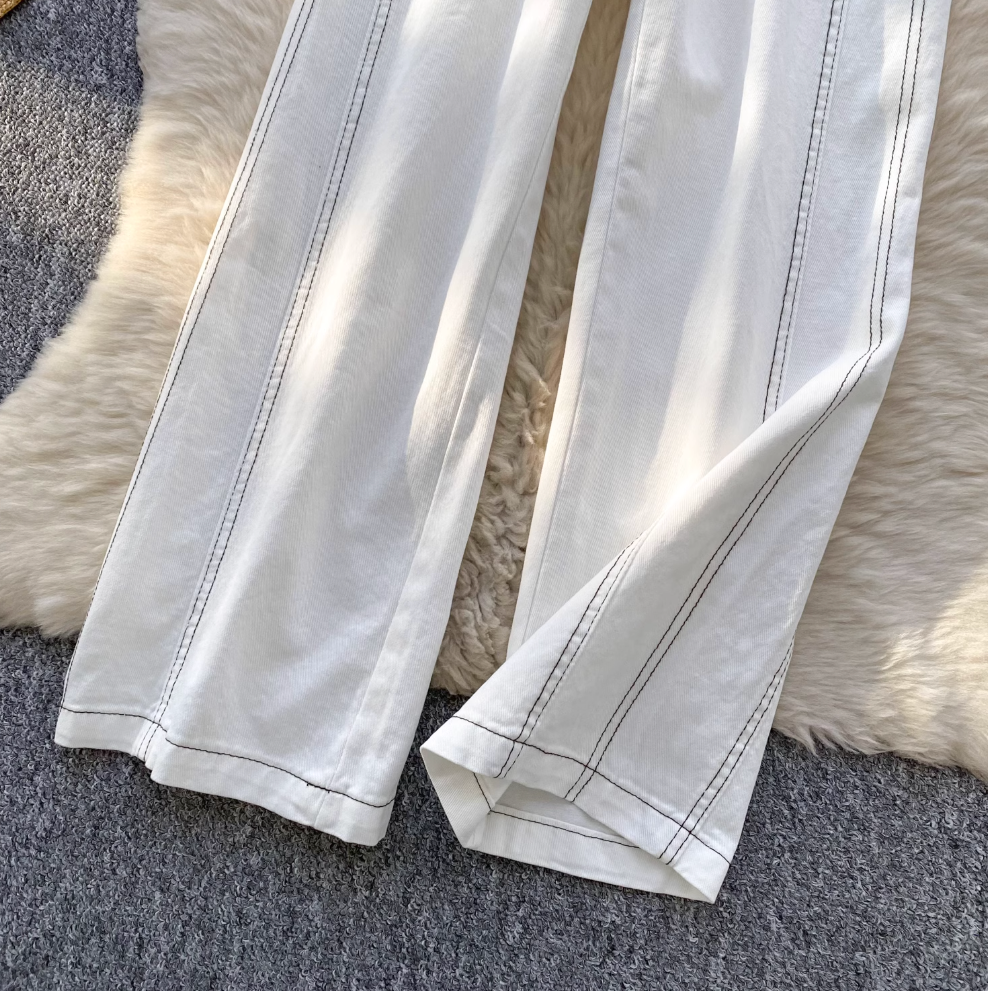 Clean High-Rise White Denim Pants