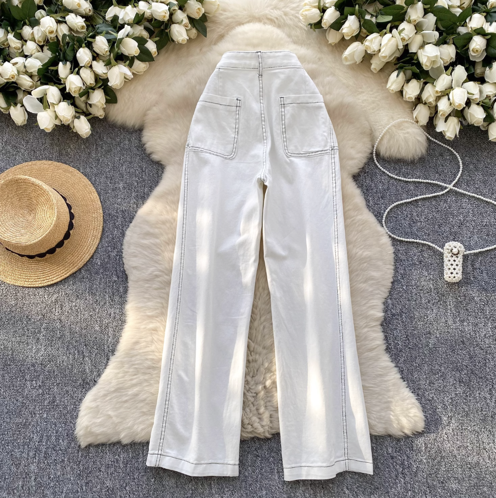 Clean High-Rise White Denim Pants