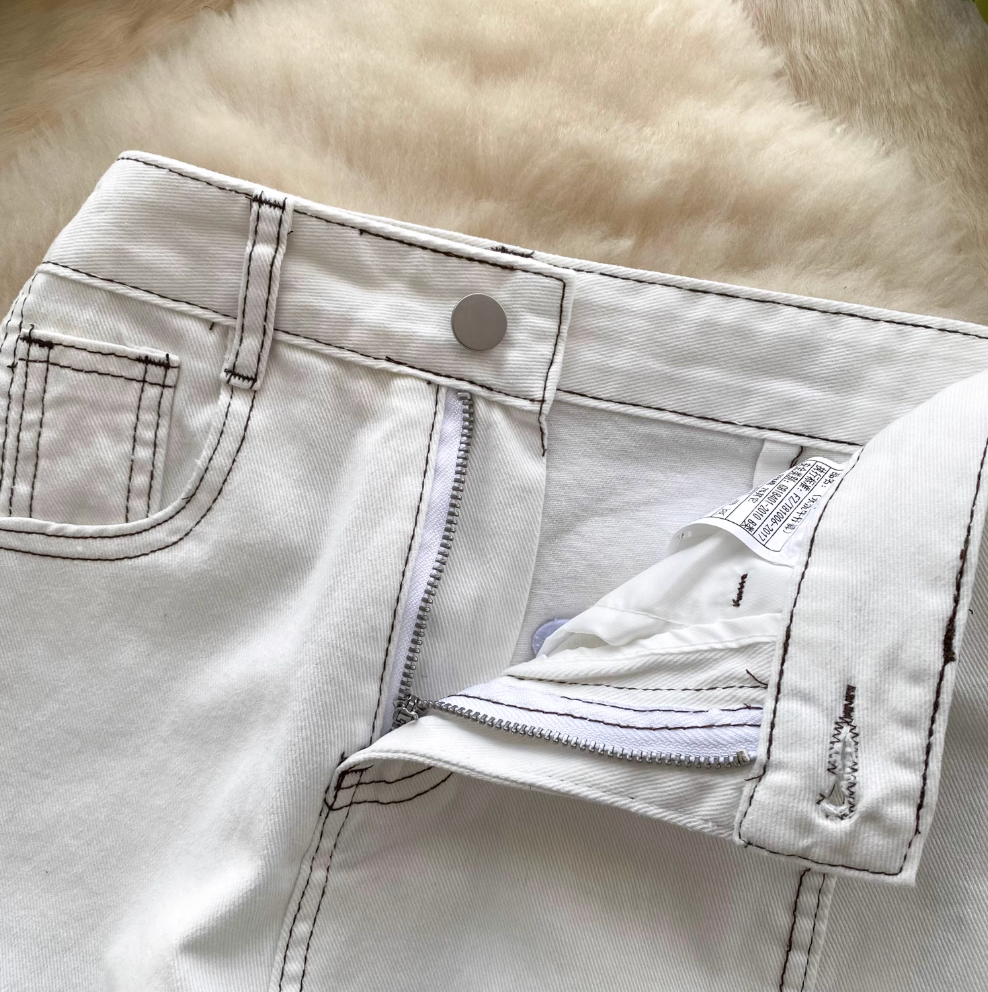 Clean High-Rise White Denim Pants