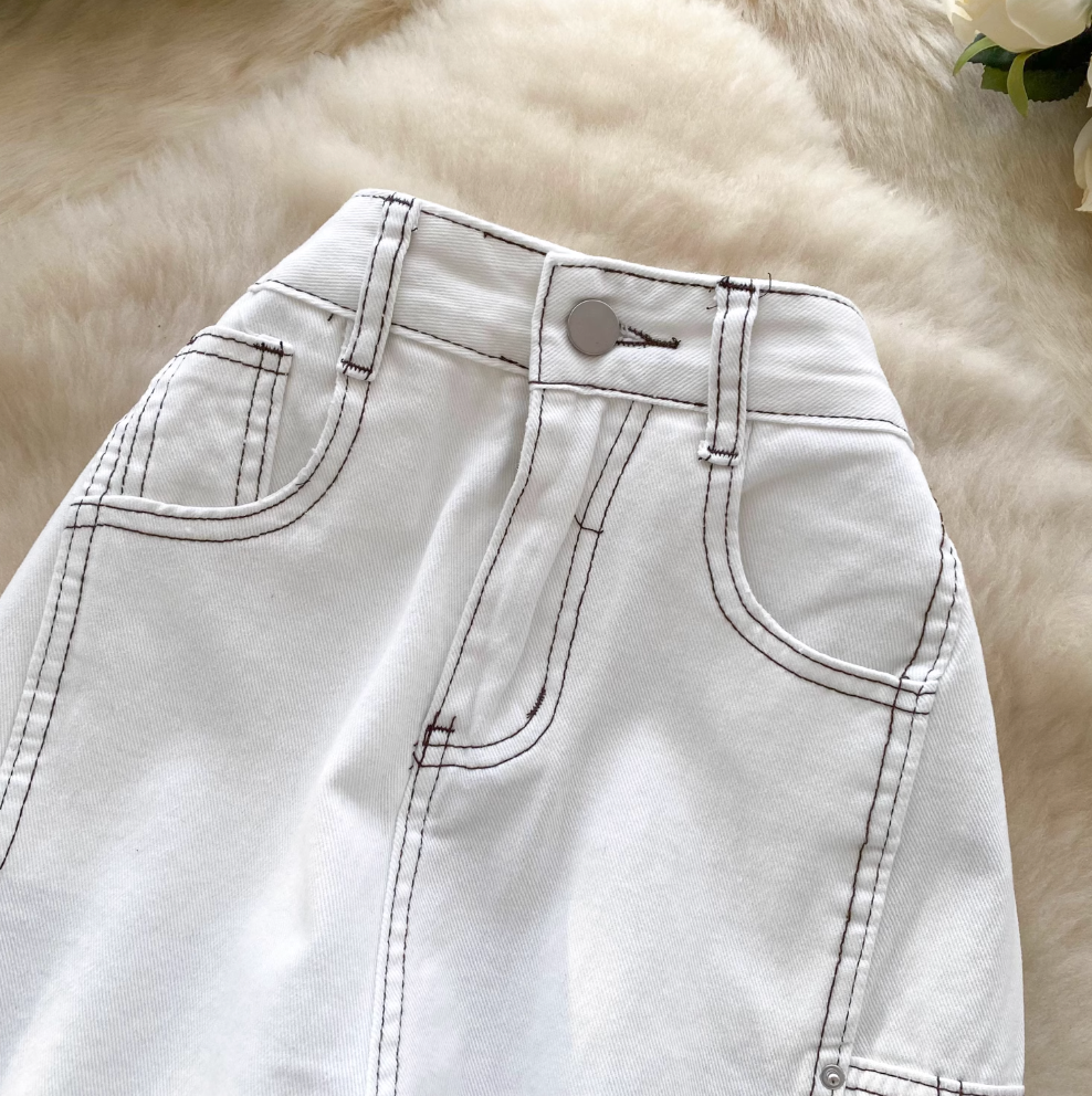 Clean High-Rise White Denim Pants