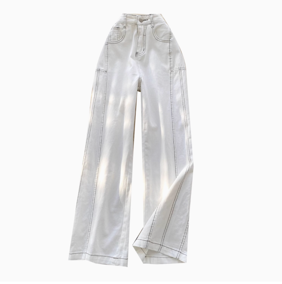Clean High-Rise White Denim Pants