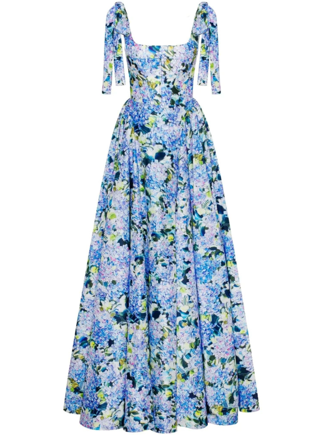 Lace-up Floral Printed Puffy Dress