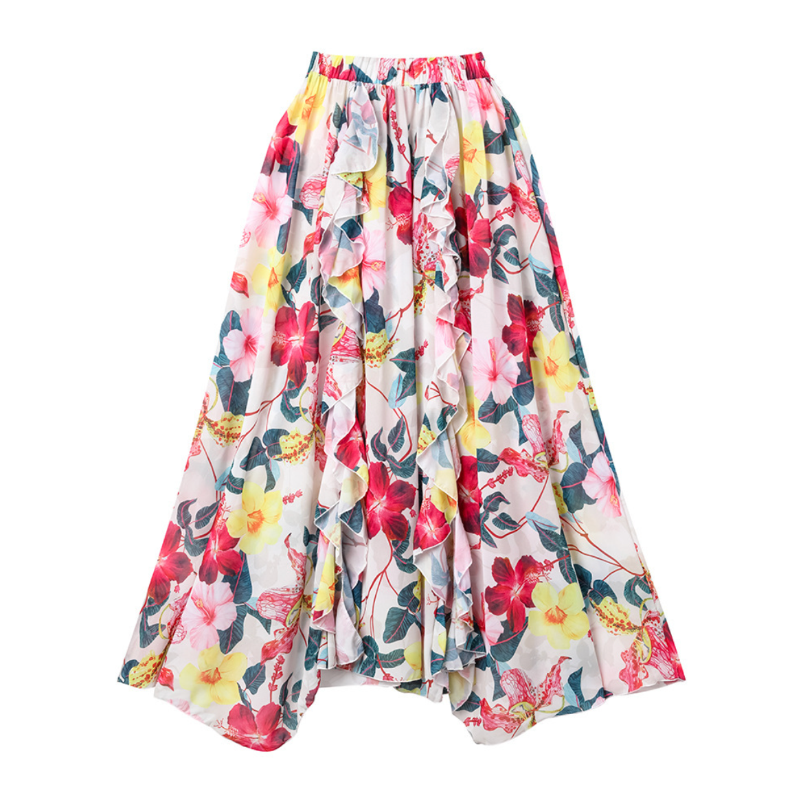3D Flower Printed Swimwear & Umbrella Skirt